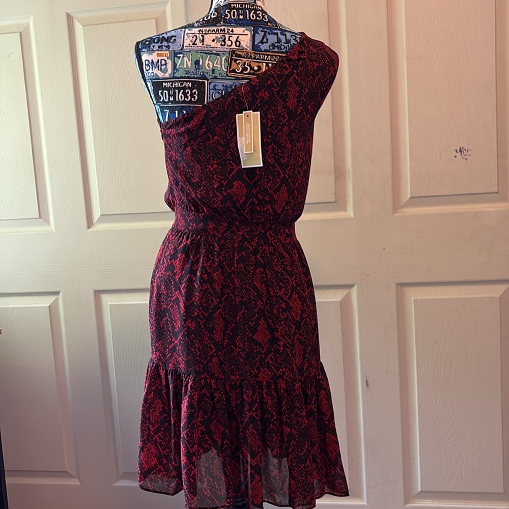Michael Kors Red Asymmetrical Ruffled Sundress - Picture 5 of 7